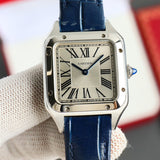 Silver 316L Steel - Blue Leather - Automatic - 42mm