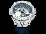 White rhinestone - Blue Rubber - Automatic - 45mm