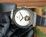 White - Black Leather - Automatic - 45mm