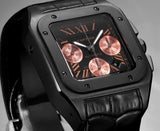 Chronograph - Black Rosegold 316L Steel - Black Leather - Automatic - 42mm