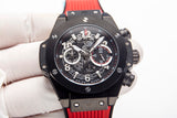 Chronograph -Black 316 Steel - Red Rubber - Quartz - 45mm