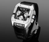 Chronograph - Black White 316L Steel - Black Leather - Automatic - 42mm