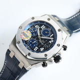 Blue Black - 904L Steel - Blue Leather - 42mm