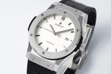 White - Silver 904L Steel - Black Leather - Automatic - 42mm