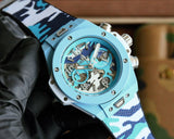 Chronograph - Baby Blue Carbon Fiber - Camouflage Rubber - Quartz - 45mm