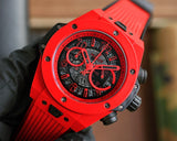 Chronograph -Red Carbon Fiber - Red Rubber - Quartz - 45mm