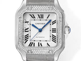 Rhinestone White 316L Steel - Grey Leather - Automatic - 47*40mm