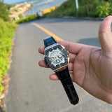 Chronograph -Rosegold Black  - Black Leather - Automatic - 45mm