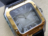 Grey Yellow 316L Steel - Black Leather - Automatic - 47*40mm