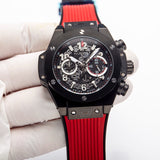 Chronograph -Black 316 Steel - Red Rubber - Quartz - 45mm