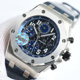 Blue Black - 904L Steel - Blue Leather - 42mm