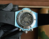 Chronograph - Baby Blue Carbon Fiber - Camouflage Rubber - Quartz - 45mm