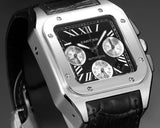 Chronograph - Black White 316L Steel - Black Leather - Automatic - 42mm