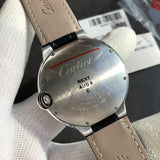 White Silver- Black Leather - Quartz - 42mm