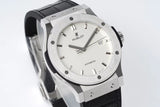 White - Silver 904L Steel - Black Leather - Automatic - 42mm