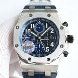 Blue Black - 904L Steel - Blue Leather - 42mm