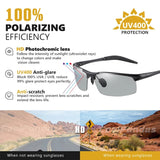 Aluminum Rimless Photochromic Sunglasses Men Polarized Day Night Driving Glasses