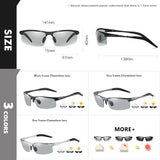 Aluminum Rimless Photochromic Sunglasses Men Polarized Day Night Driving Glasses