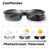 Aluminum Rimless Photochromic Sunglasses Men Polarized Day Night Driving Glasses